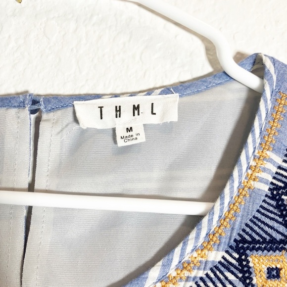 Anthro🔥SALE🔥 THML blue/white stripe dress with embroidered detail M - Picture 12 of 12